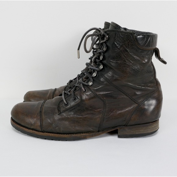 Allsaints Distressed 7" Side Zip Leather Boots Men's 10 Combat Biker *READ* - Picture 4 of 16